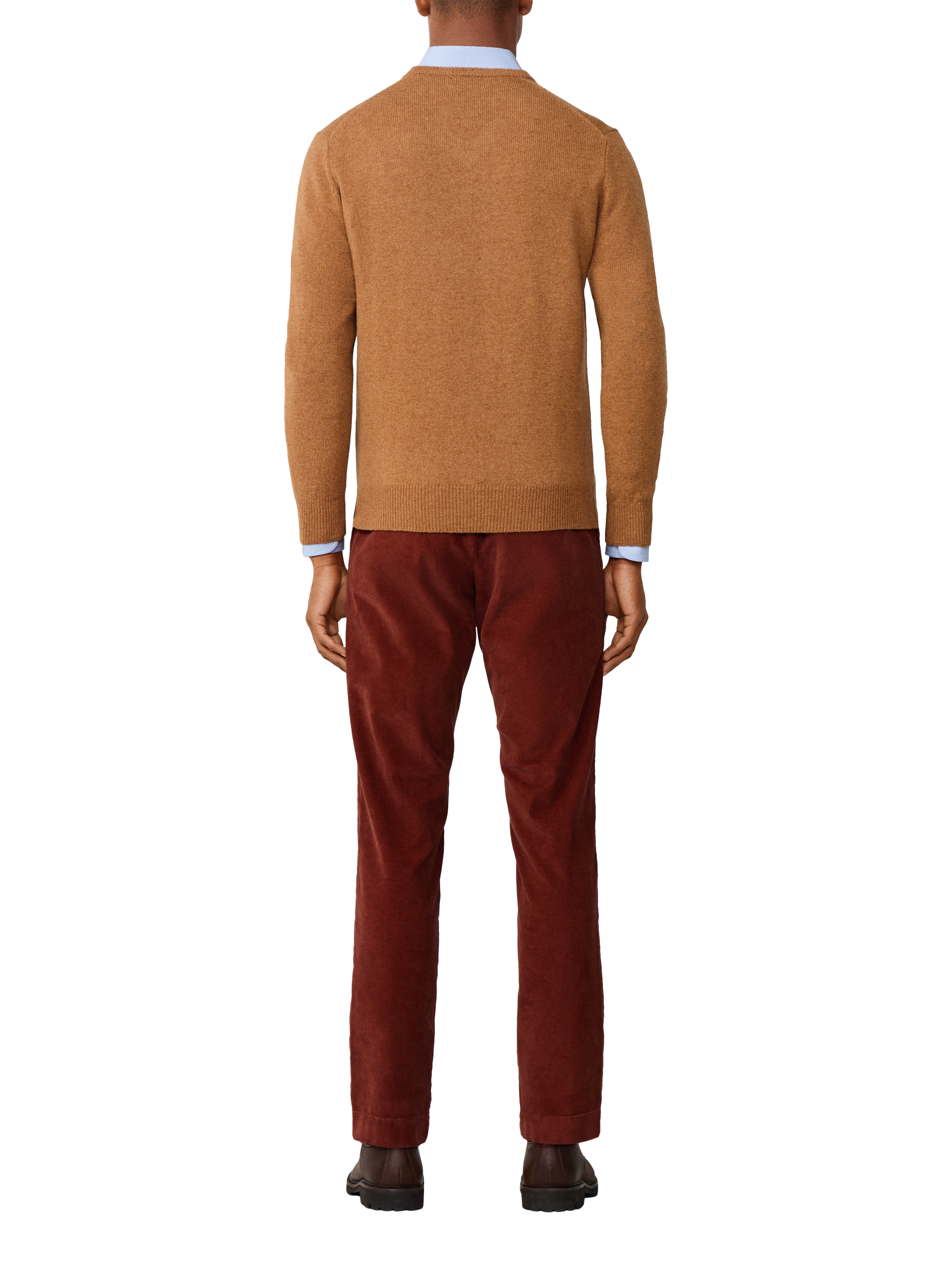 Product image 3 of 7, which shows Hackett London Pure Wool V-Neck Jumper, Camel Beige, XS