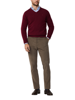 Hackett London Pure Wool V-Neck Jumper - view 2, Burgundy Red