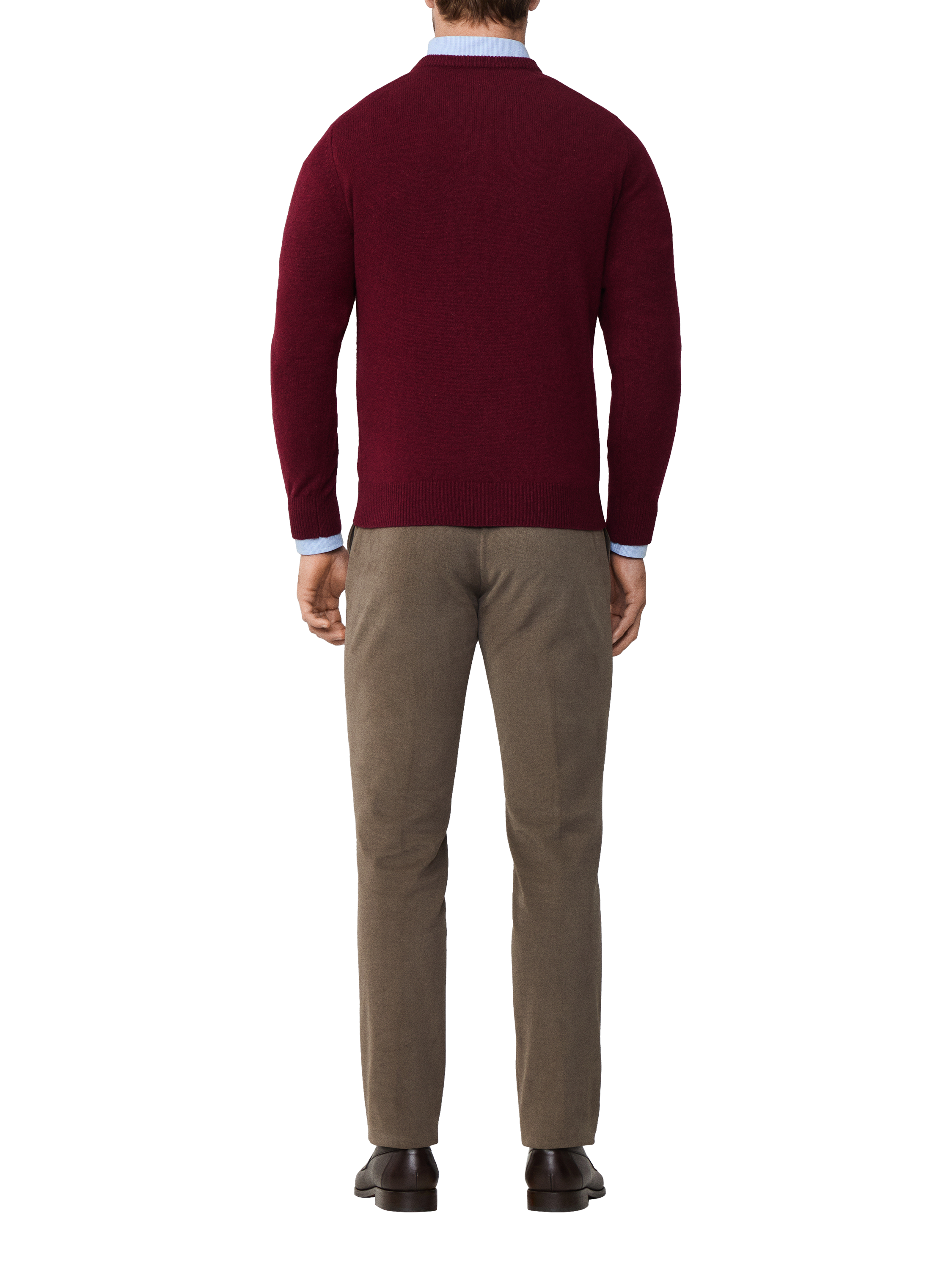 Product image 3 of 7, which shows Hackett London Pure Wool V-Neck Jumper, Burgundy Red, XS