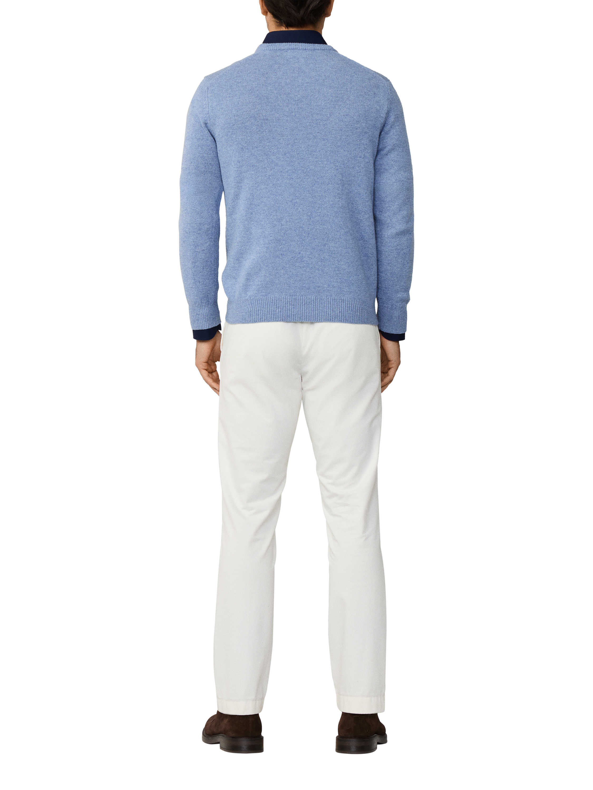 Product image 3 of 7, which shows Hackett London Pure Wool V-Neck Jumper, Pearl Blue, XS