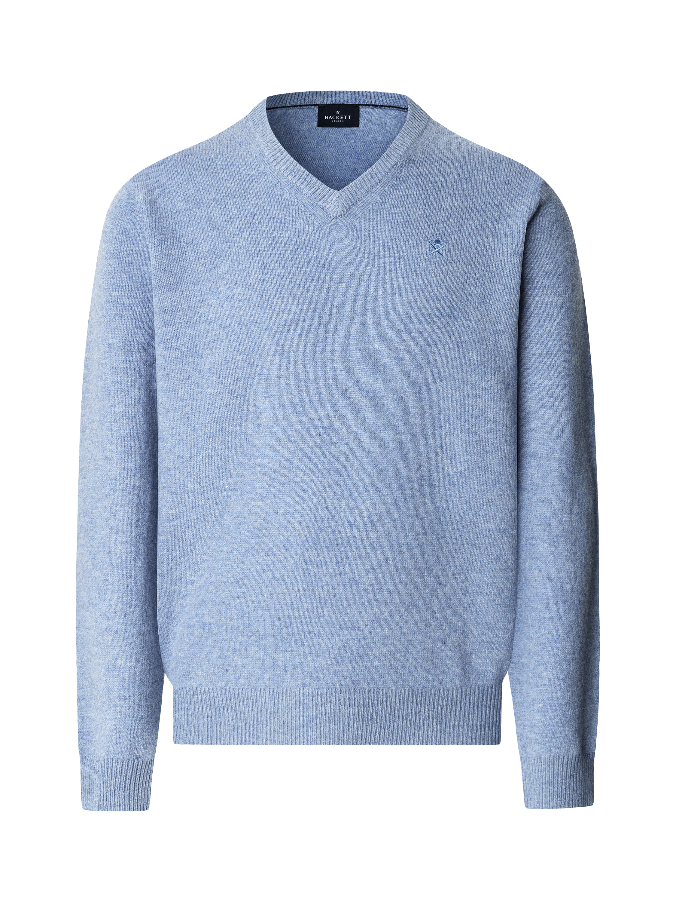 Product image 4 of 7, which shows Hackett London Pure Wool V-Neck Jumper, Pearl Blue, XS