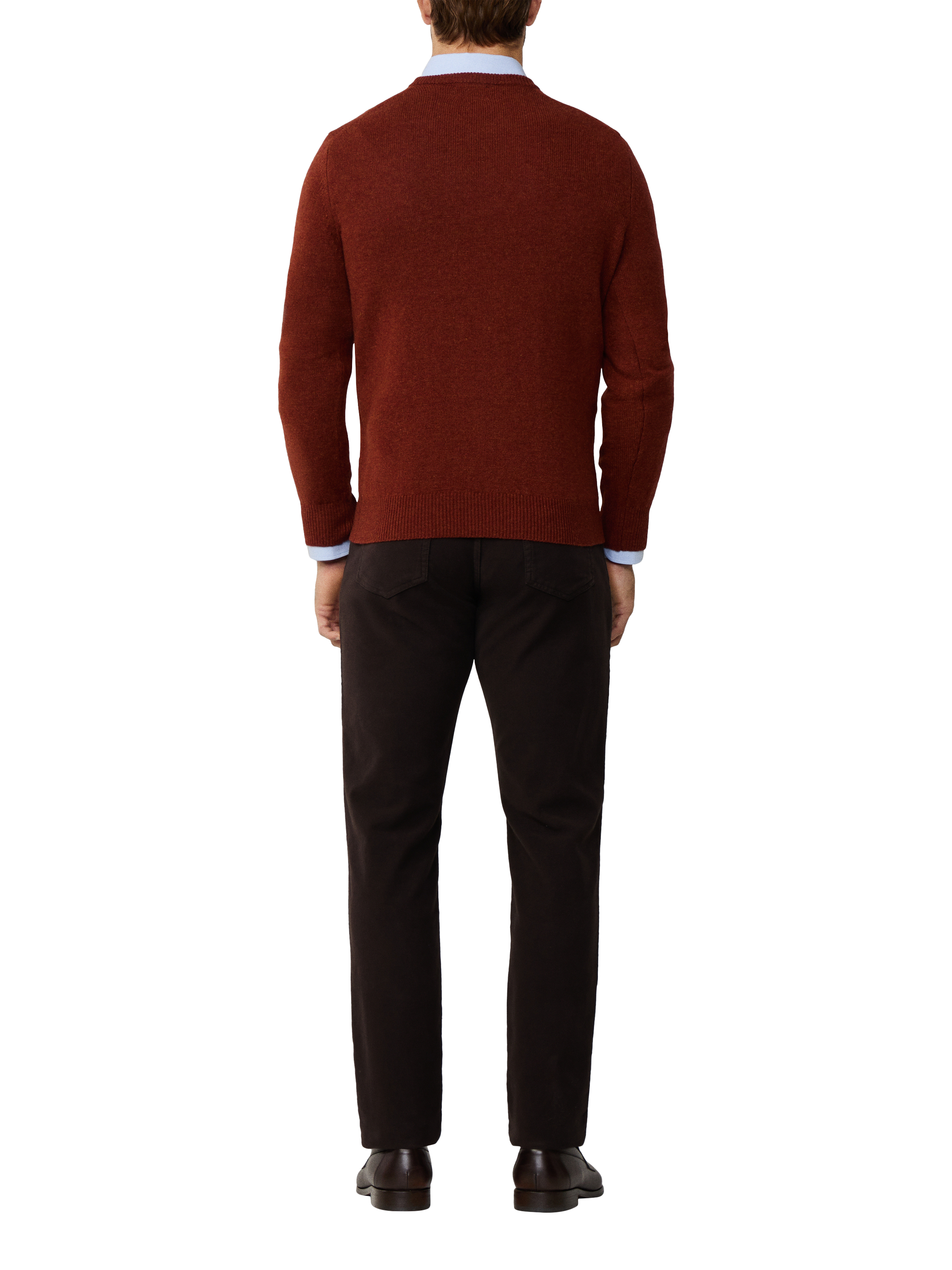 Product image 3 of 7, which shows Hackett London Pure Wool V-Neck Jumper, Cognac Brown, XS