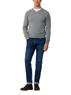 Hackett London Pure Wool V-Neck Jumper - view 2, Metal Grey