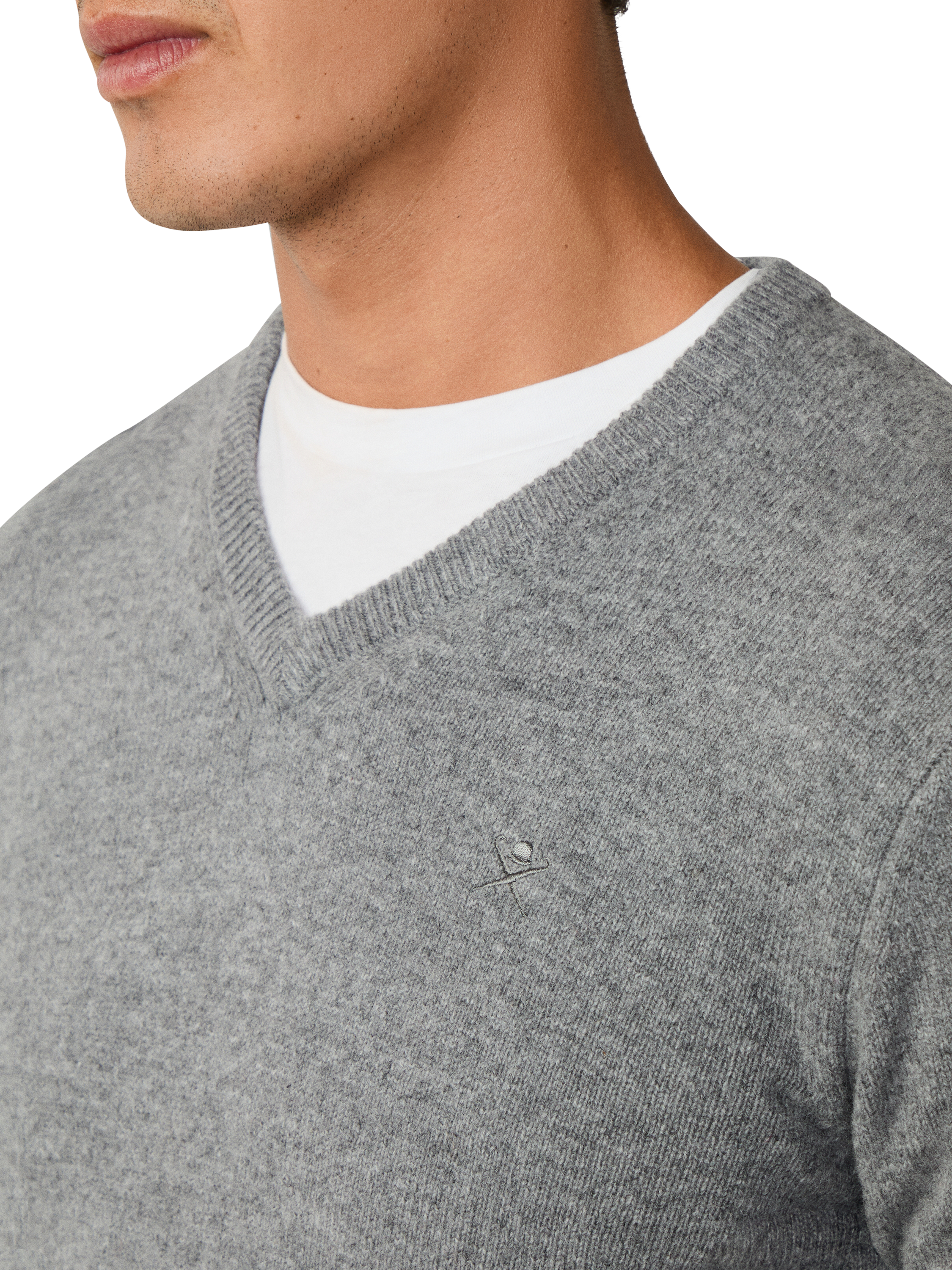 Product image 5 of 7, which shows Hackett London Pure Wool V-Neck Jumper, Metal Grey, XS