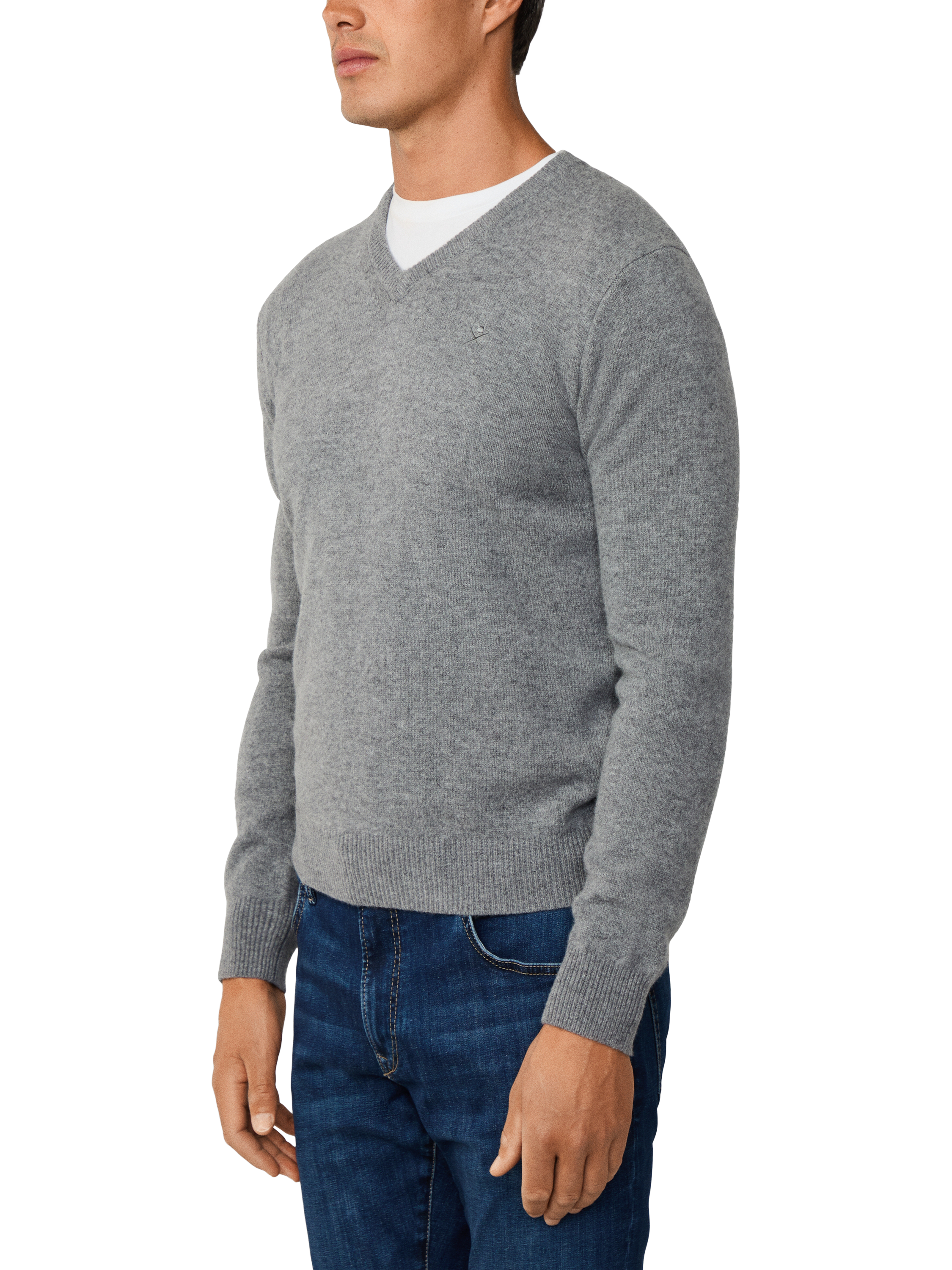 Product image 6 of 7, which shows Hackett London Pure Wool V-Neck Jumper, Metal Grey, XS