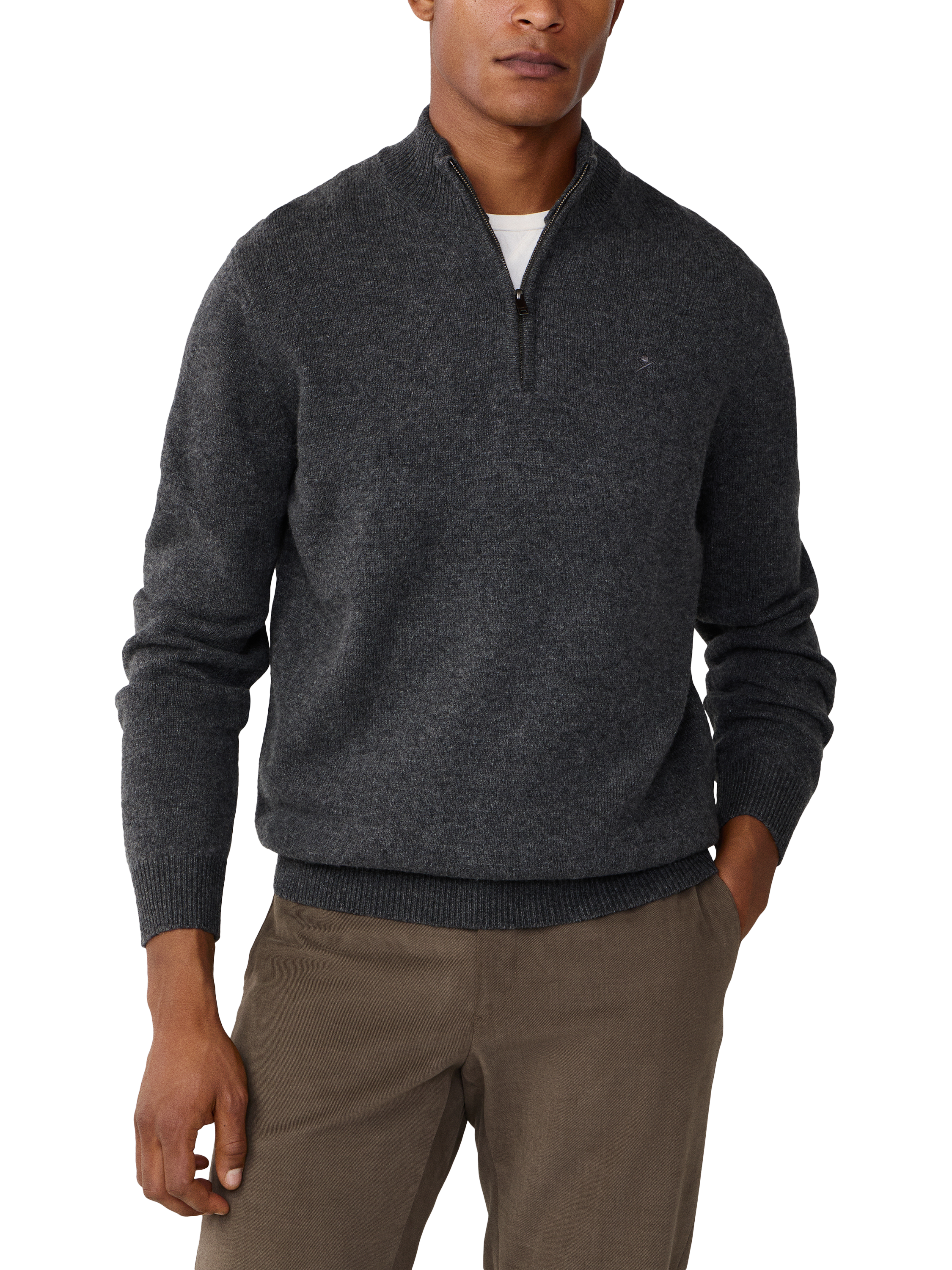 Hackett London Lambswool Crew Neck Jumper, Charcoal Grey