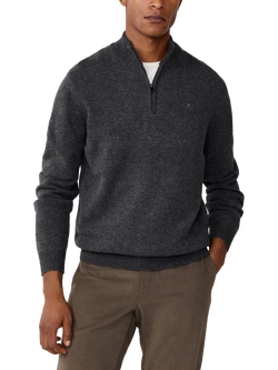 Hackett London Pure Wool High Neck Quarter Zip Jumper, Charcoal Grey