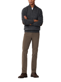 Hackett London Pure Wool High Neck Quarter Zip Jumper - view 2, Charcoal Grey