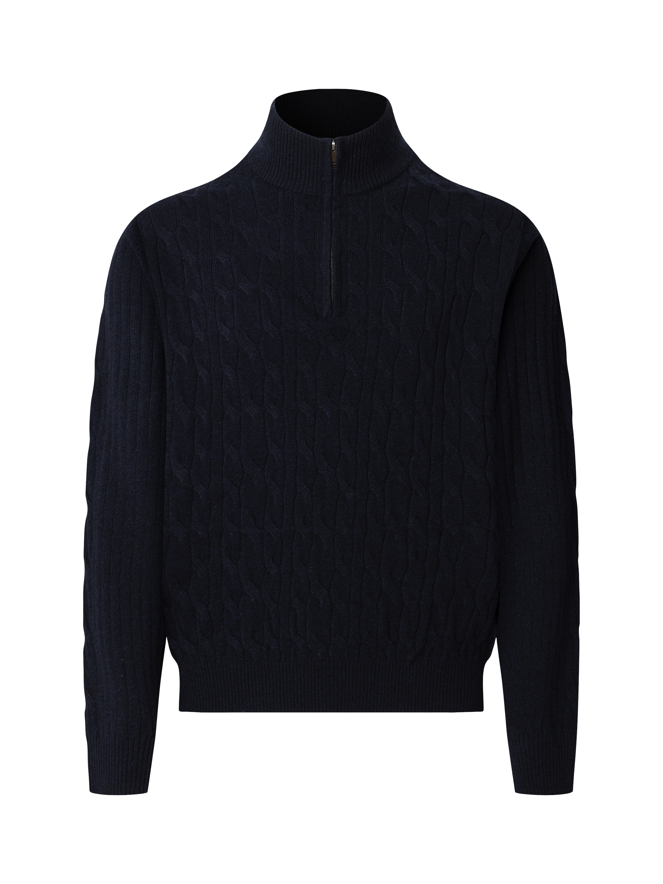 Product image 2 of 4, which shows Hackett London Zip Neck Lambswool Jersey Top, Midnight Blue, XS