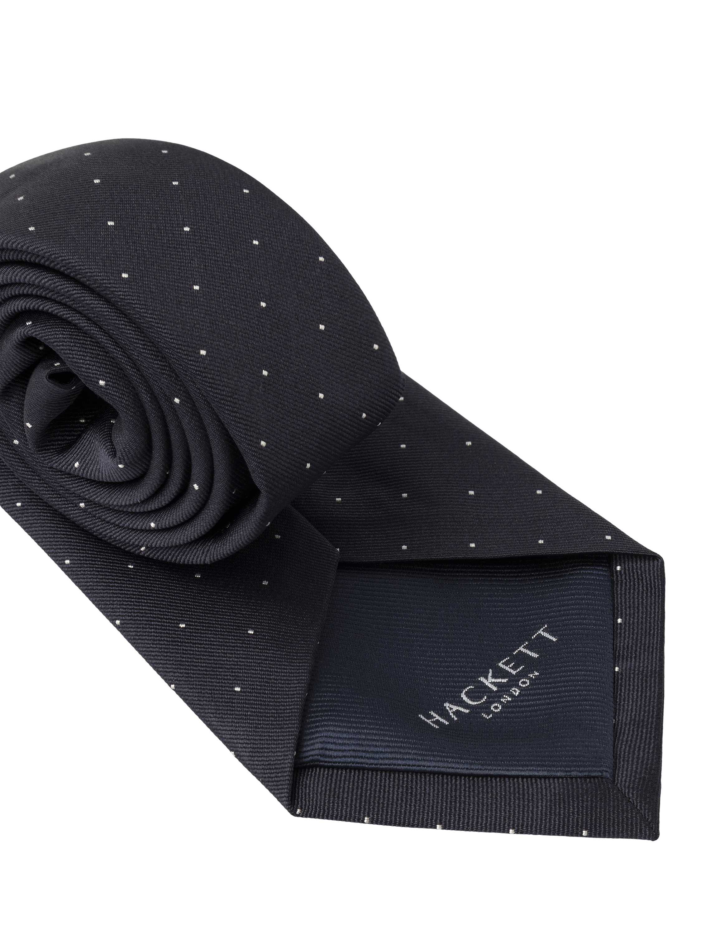 Product image 2 of 4, which shows Hackett London Silk Polka Dot Tie, Navy