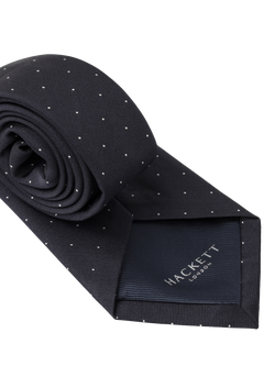 Hackett London Silk Polka Dot Tie, Navy - view 2, Navy