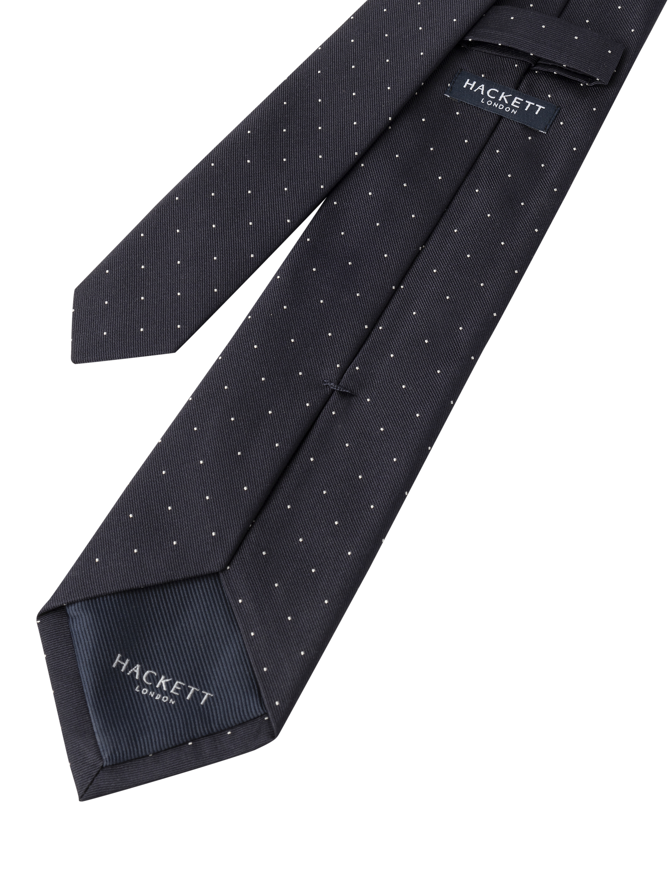 Product image 3 of 4, which shows Hackett London Silk Polka Dot Tie, Navy