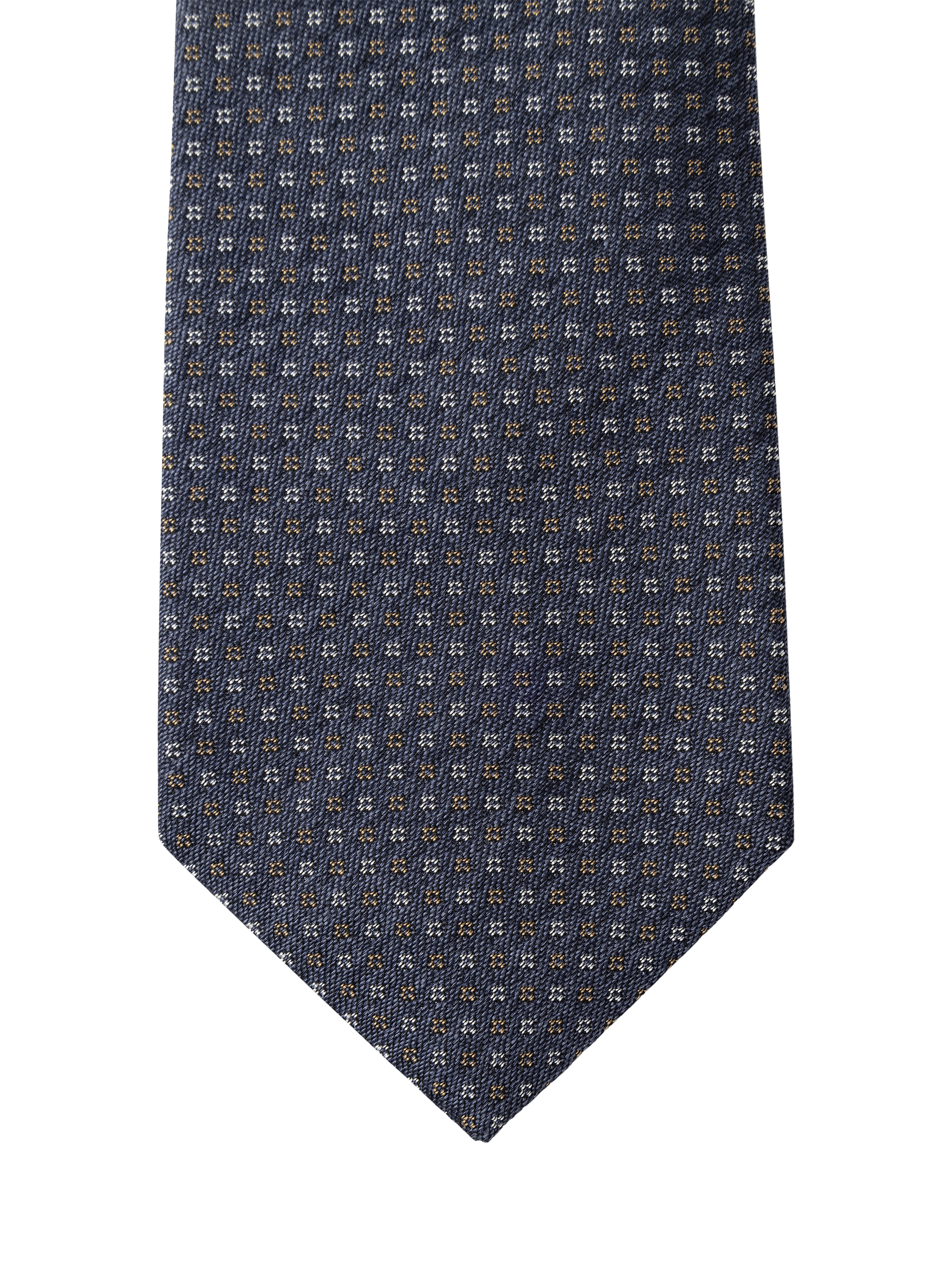 Product image 4 of 4, which shows Hackett London Fleur de Lis Silk Cotton Blend Tie, Dark Denim Blue, 0