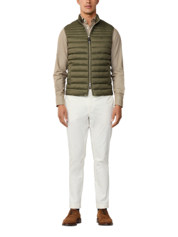 Hackett London Padded Baffled Quilt Gilet, Cargo Green - view 2, Cargo Green