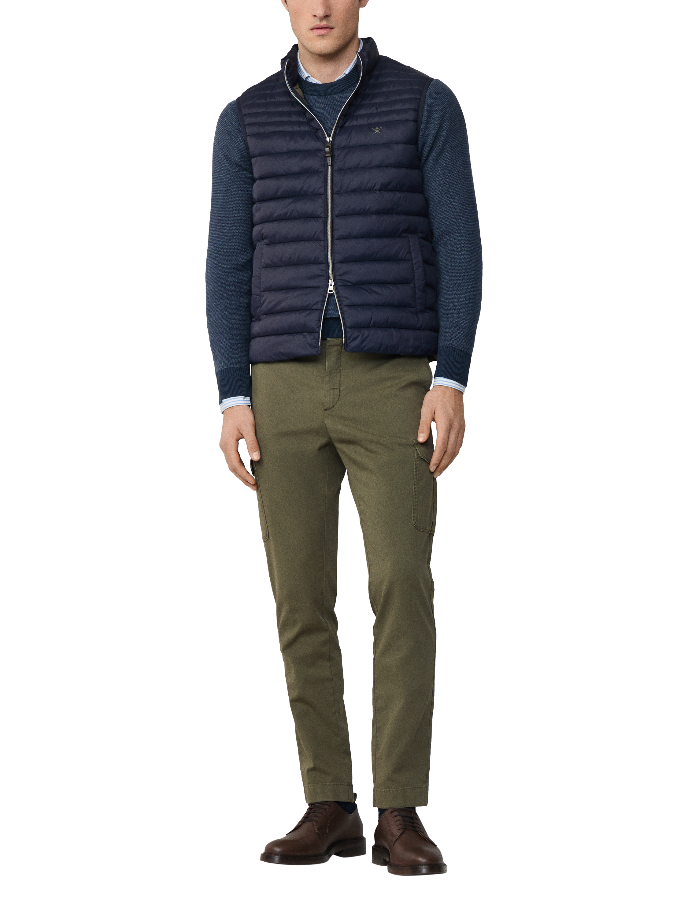 Product image 2 of 6, which shows Hackett London Ultra Lightweight Baffle Quilted Gilet, Midnight Blue, XXL