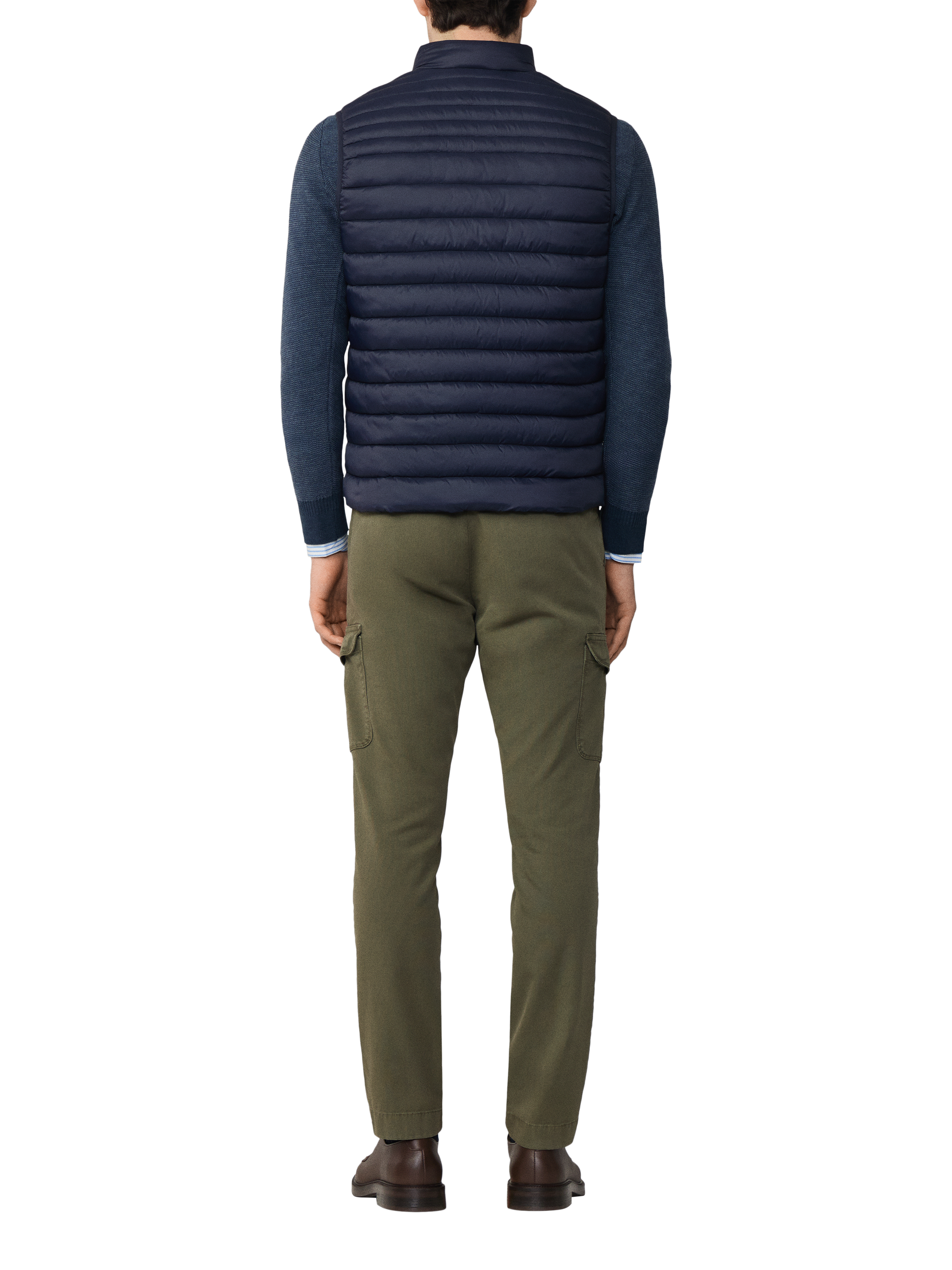 Product image 3 of 6, which shows Hackett London Ultra Lightweight Baffle Quilted Gilet, Midnight Blue, XXL