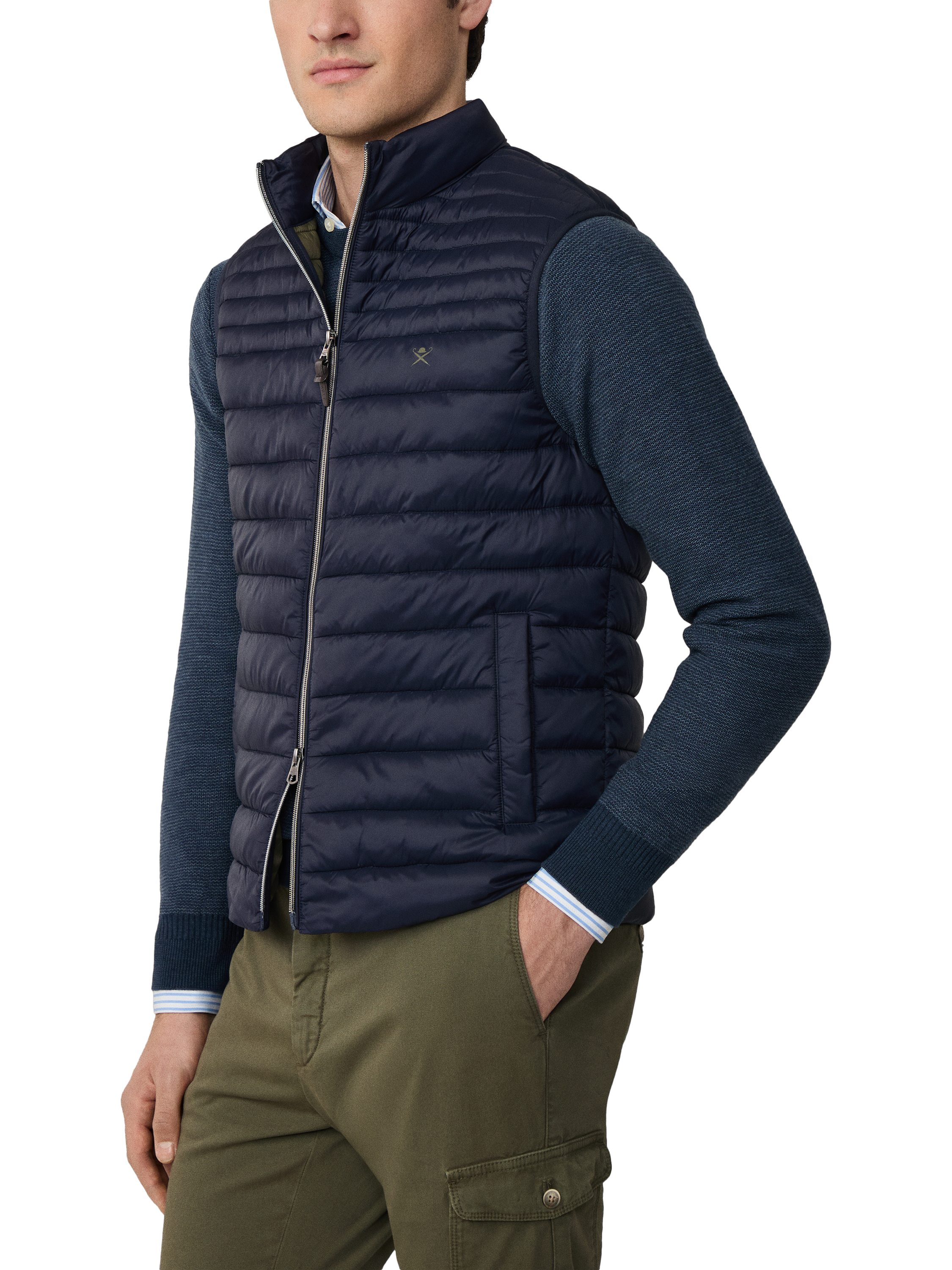 Product image 5 of 6, which shows Hackett London Ultra Lightweight Baffle Quilted Gilet, Midnight Blue, XXL