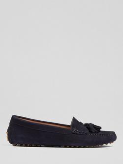 L.K.Bennett Leslie Suede Tassel Moccasin Loafers, Navy, Navy
