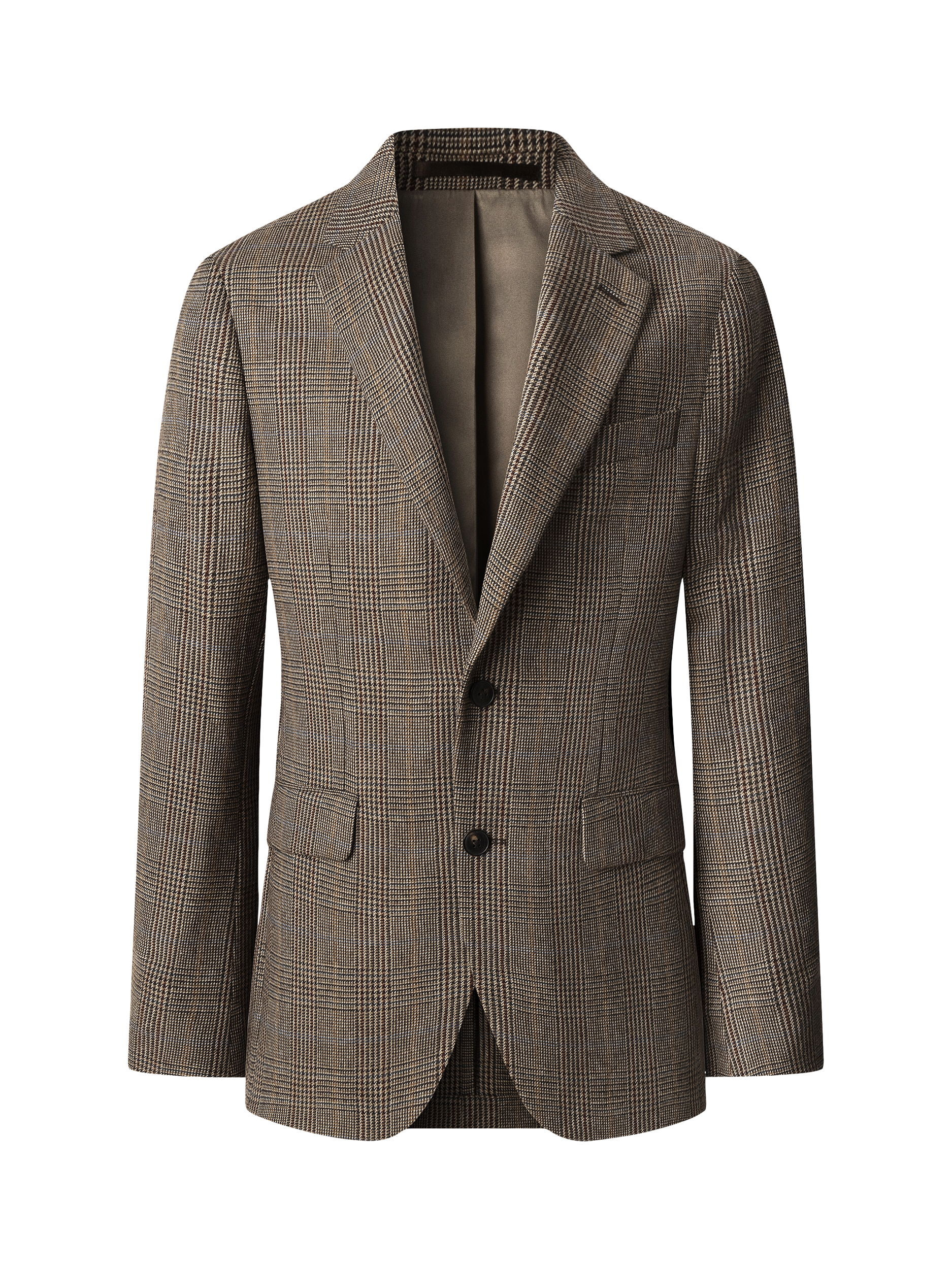 Product image 4 of 8, which shows Hackett London Wool Cotton Blend Ascot Block Check Blazer, Brown, 48