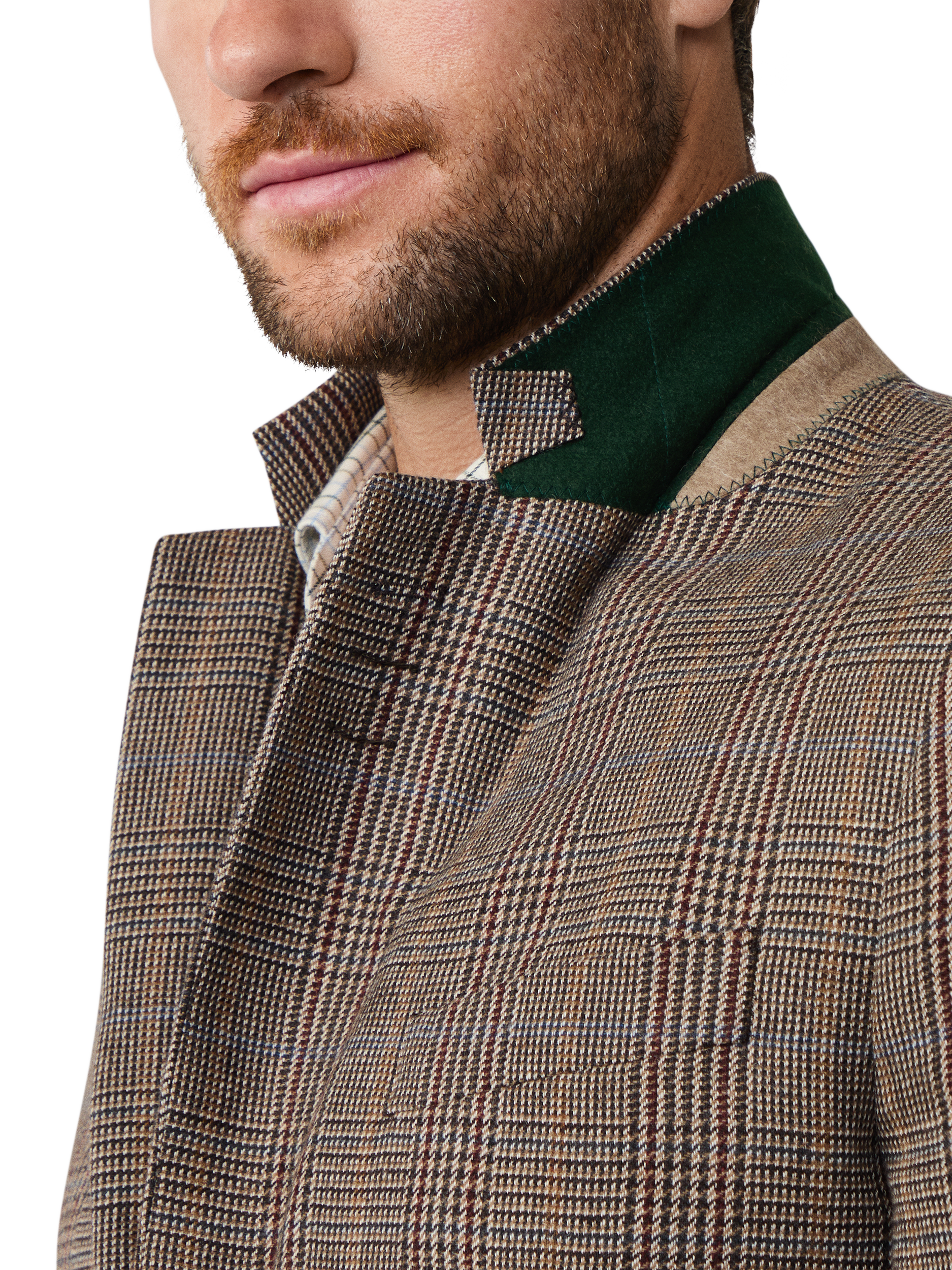 Product image 5 of 8, which shows Hackett London Wool Cotton Blend Ascot Block Check Blazer, Brown, 48