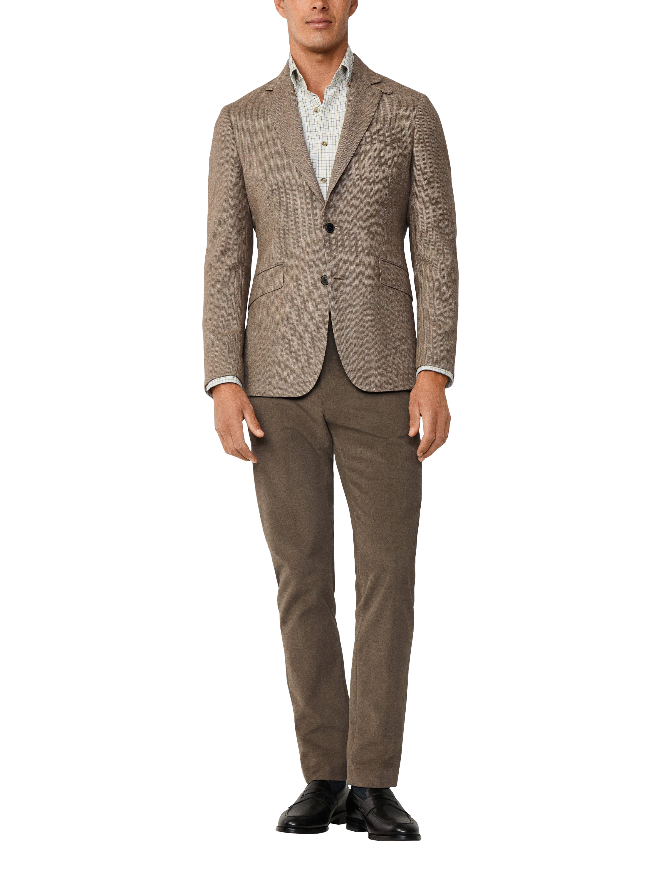 Product image 2 of 7, which shows Hackett London Single Breasted Herringbone Wool Blend Blazer, Malt Beige, 48