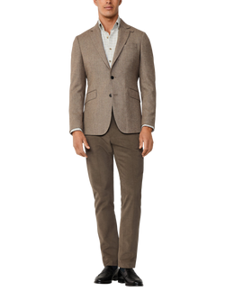 Hackett London Single Breasted Herringbone Wool Blend Blazer, Malt Beige - view 2, Malt Beige