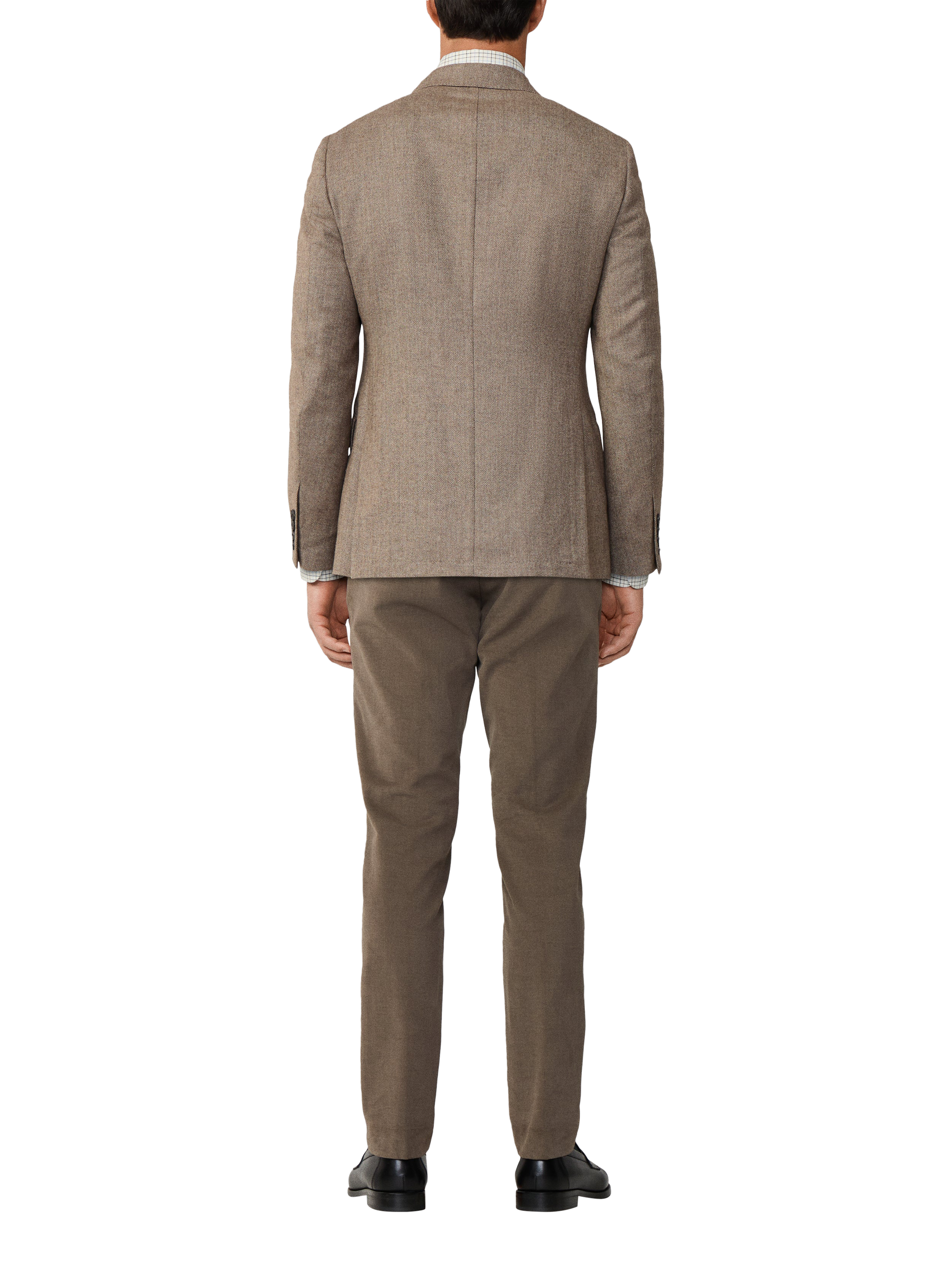 Product image 3 of 7, which shows Hackett London Single Breasted Herringbone Wool Blend Blazer, Malt Beige, 48