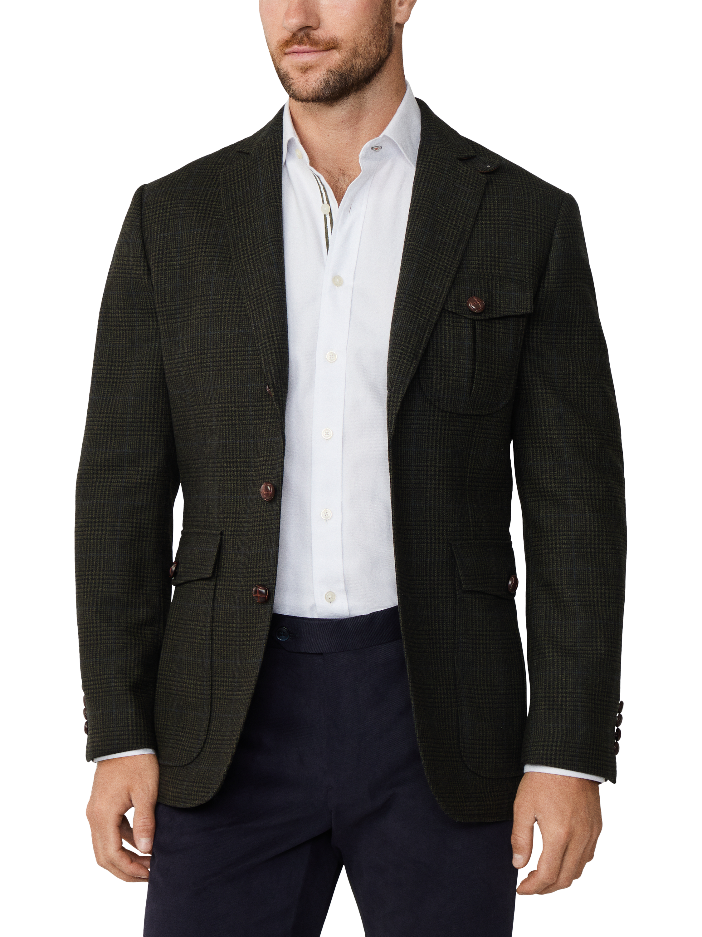 Product image 1 of 8, which shows Hackett London Wool Blend Blazer, Hunter Green, 48