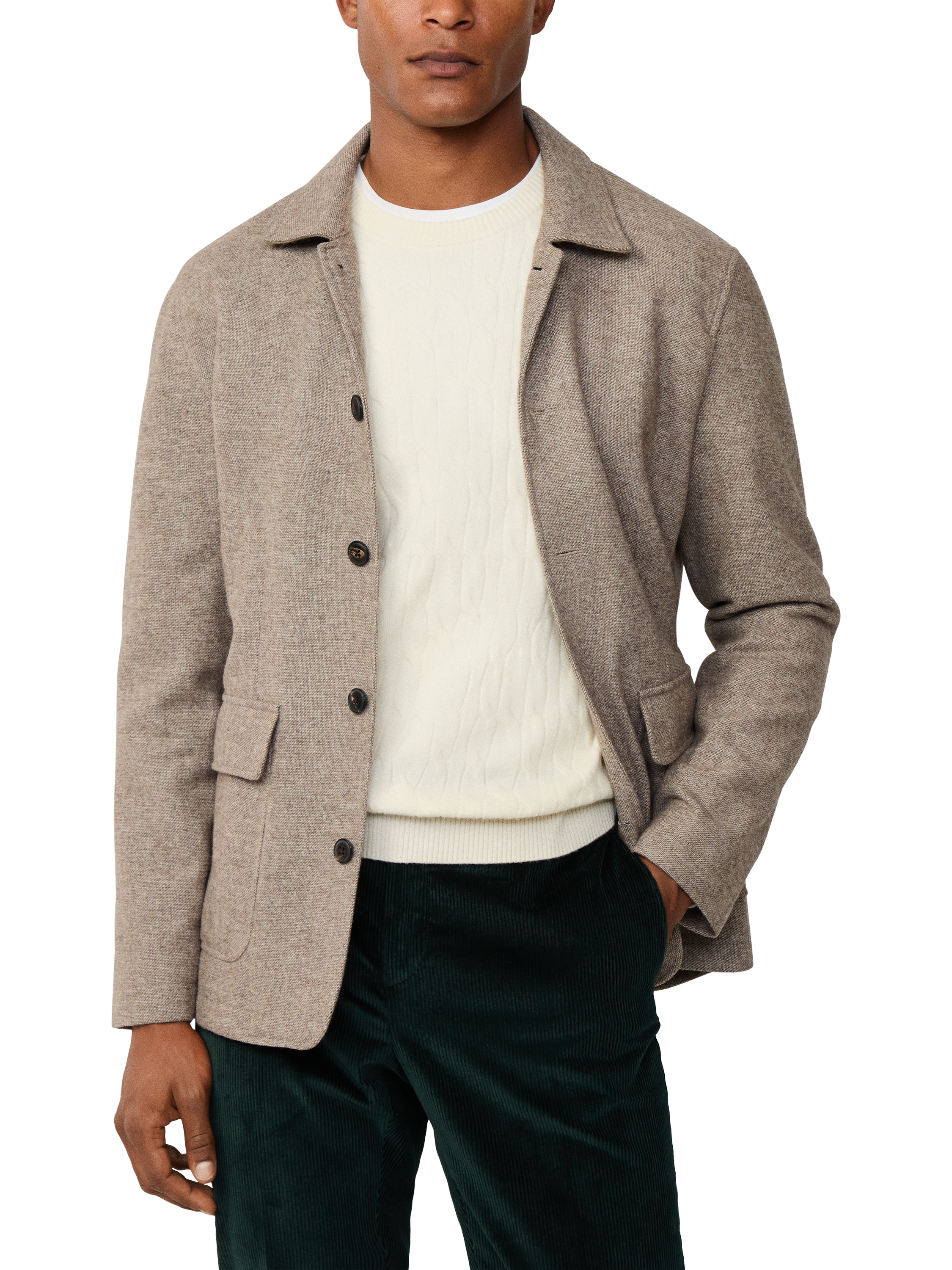 Product image 1 of 7, which shows Hackett London Wool Blend Teba Blazer, Malt Beige, 48