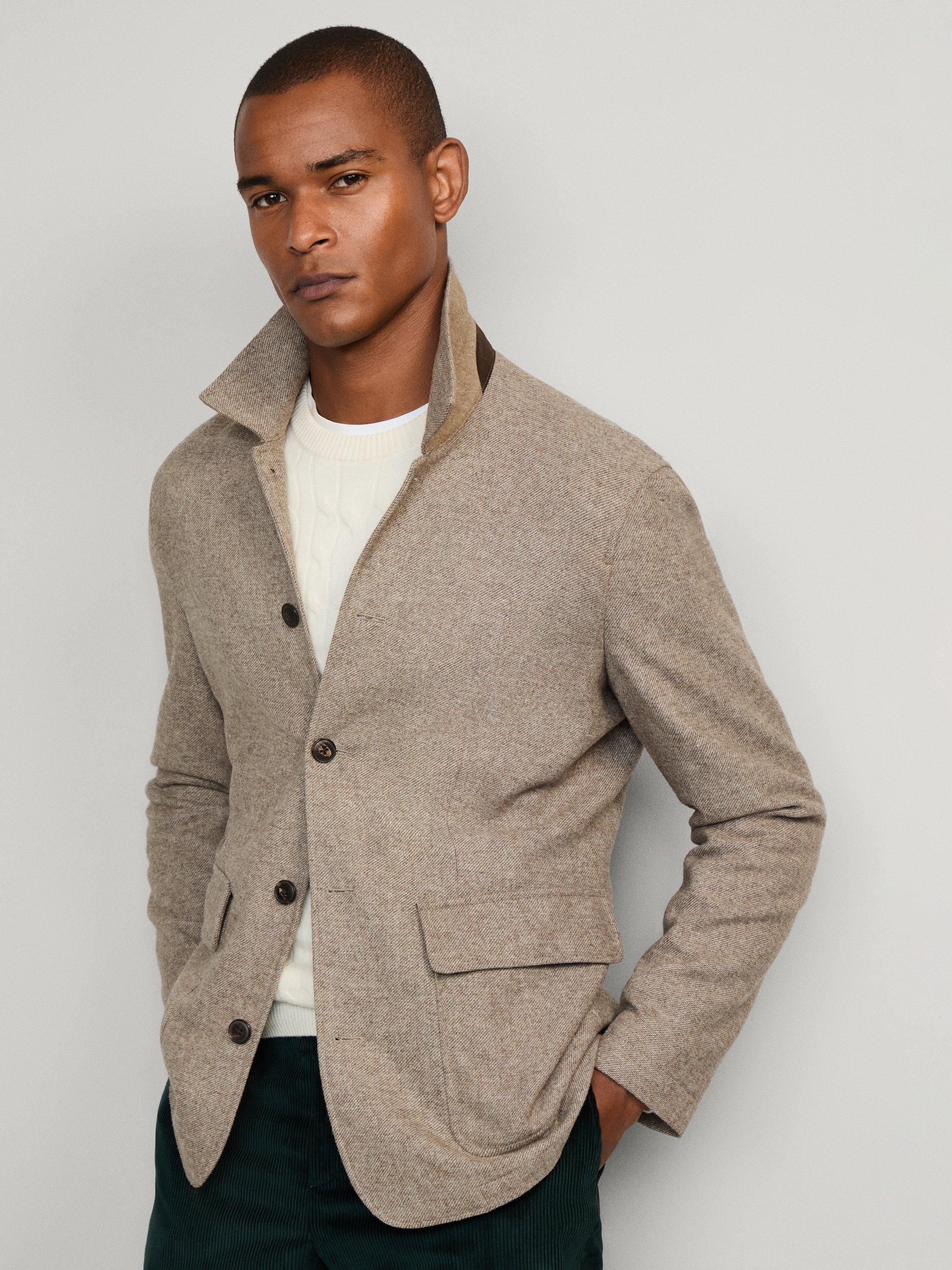 Product image 7 of 7, which shows Hackett London Wool Blend Teba Blazer, Malt Beige, 48