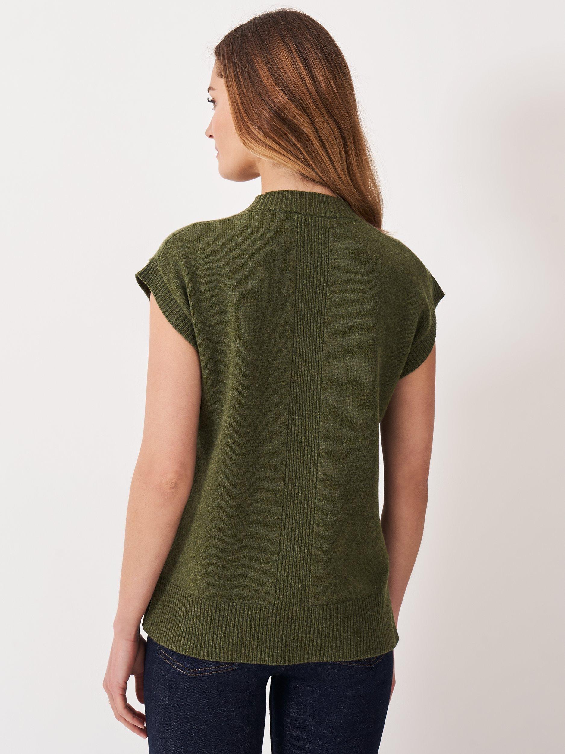 Product image 2 of 5, which shows Crew Clothing Harmony Wool Rich Tank Top, Dark Green, 8