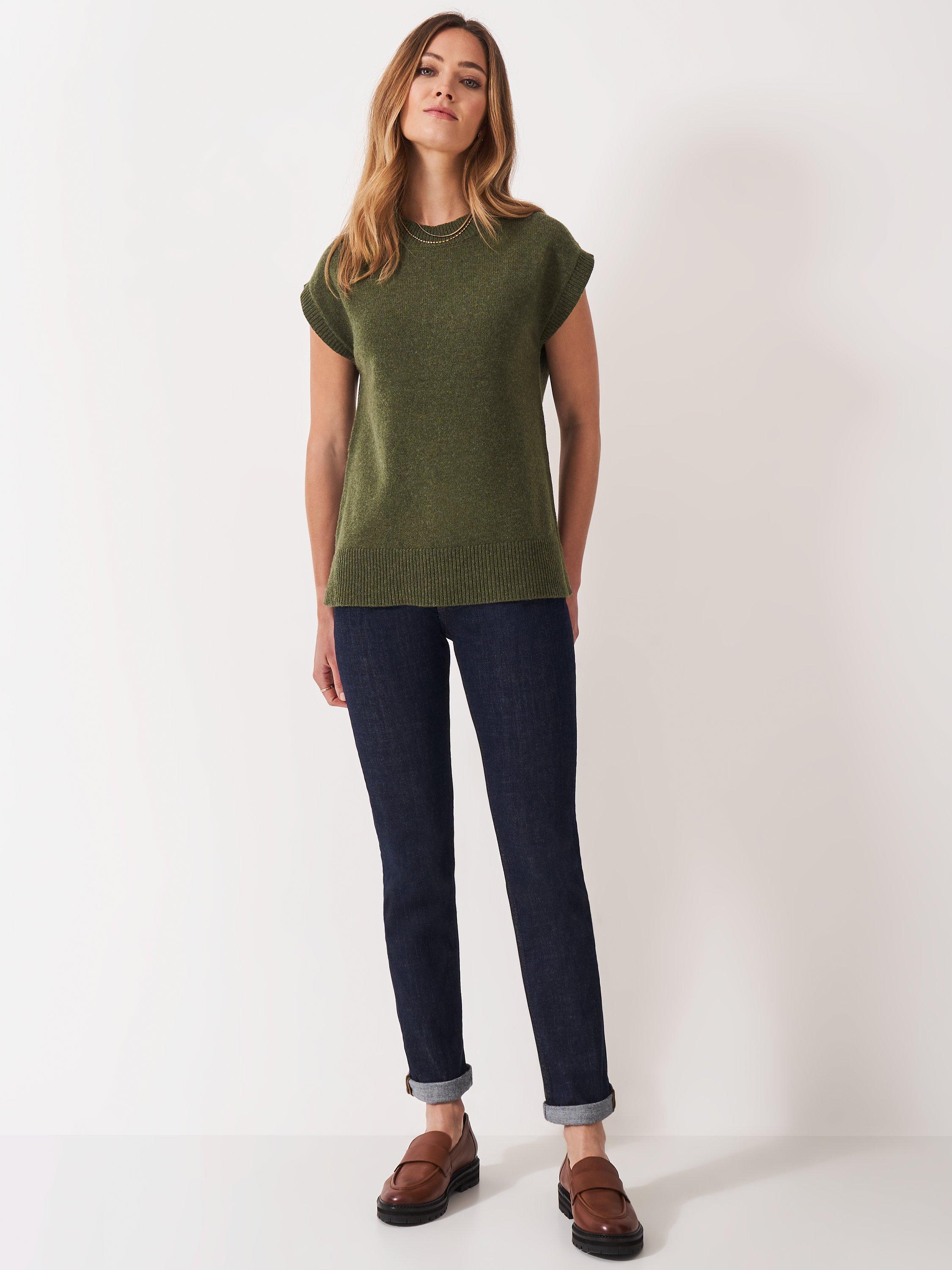 Product image 3 of 5, which shows Crew Clothing Harmony Wool Rich Tank Top, Dark Green, 8