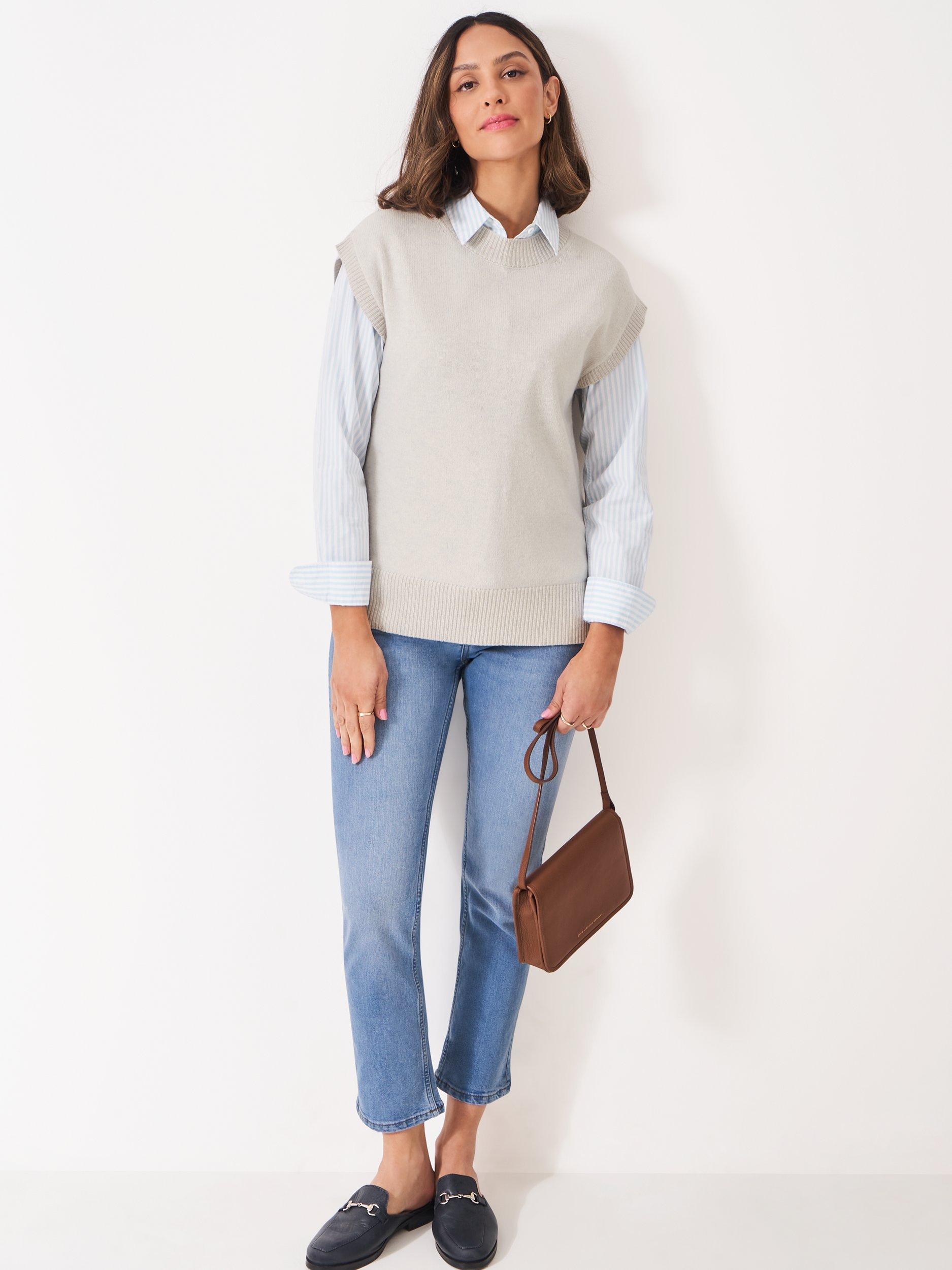 Product image 3 of 5, which shows Crew Clothing Harmony Wool Rich Tank Top, Light Grey, 8