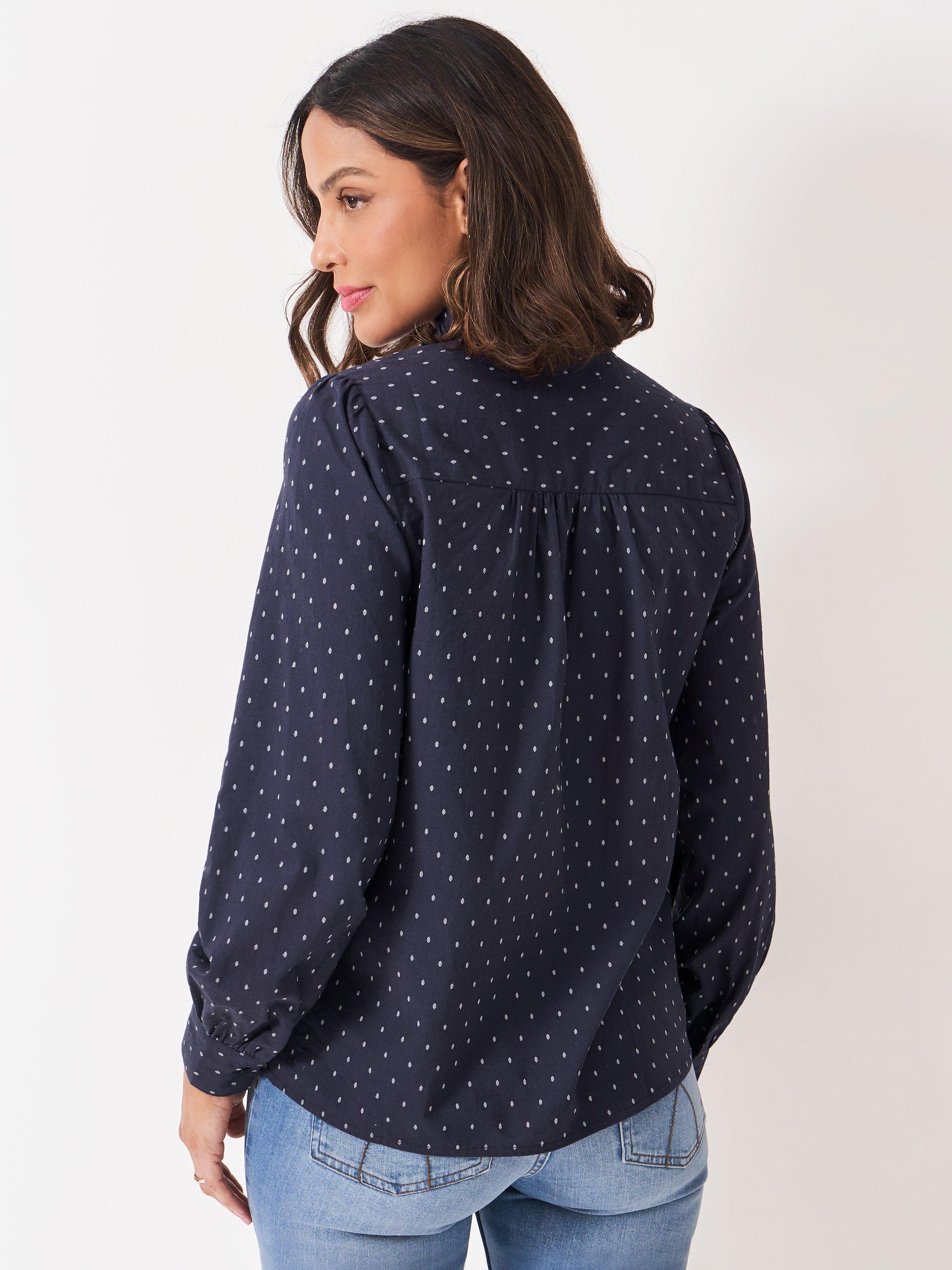 Product image 2 of 5, which shows Crew Clothing Harmony Frill Dobby Shirt, Navy, 10