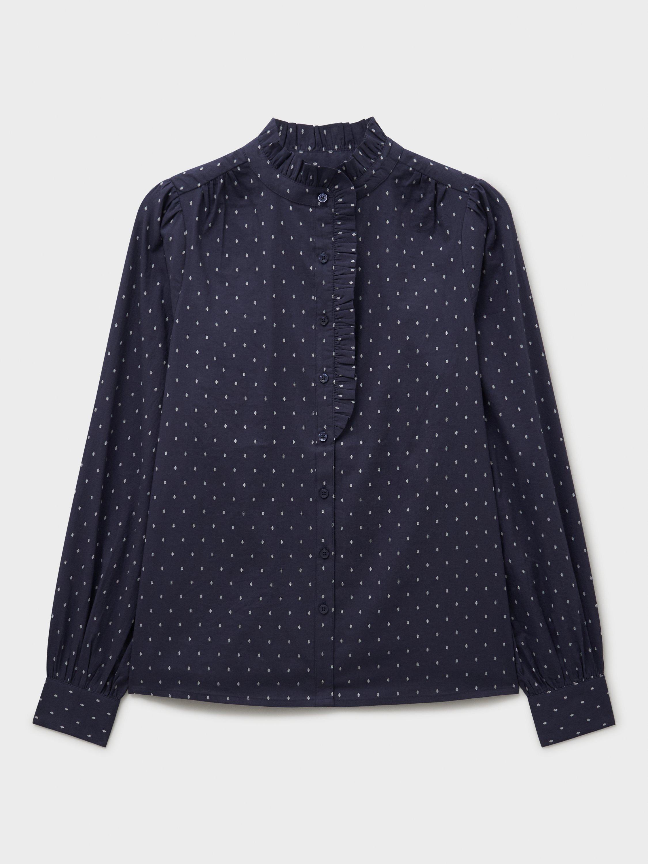 Product image 5 of 5, which shows Crew Clothing Harmony Frill Dobby Shirt, Navy, 10