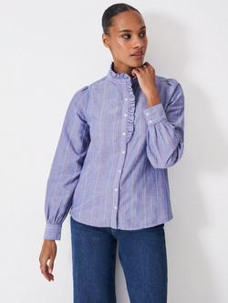 Crew Clothing Harmony Stripe Frill Shirt, Blue