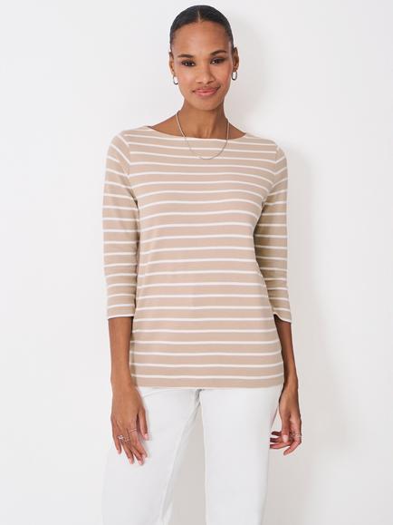 Crew Clothing Breton Stripe T-Shirt, Beige