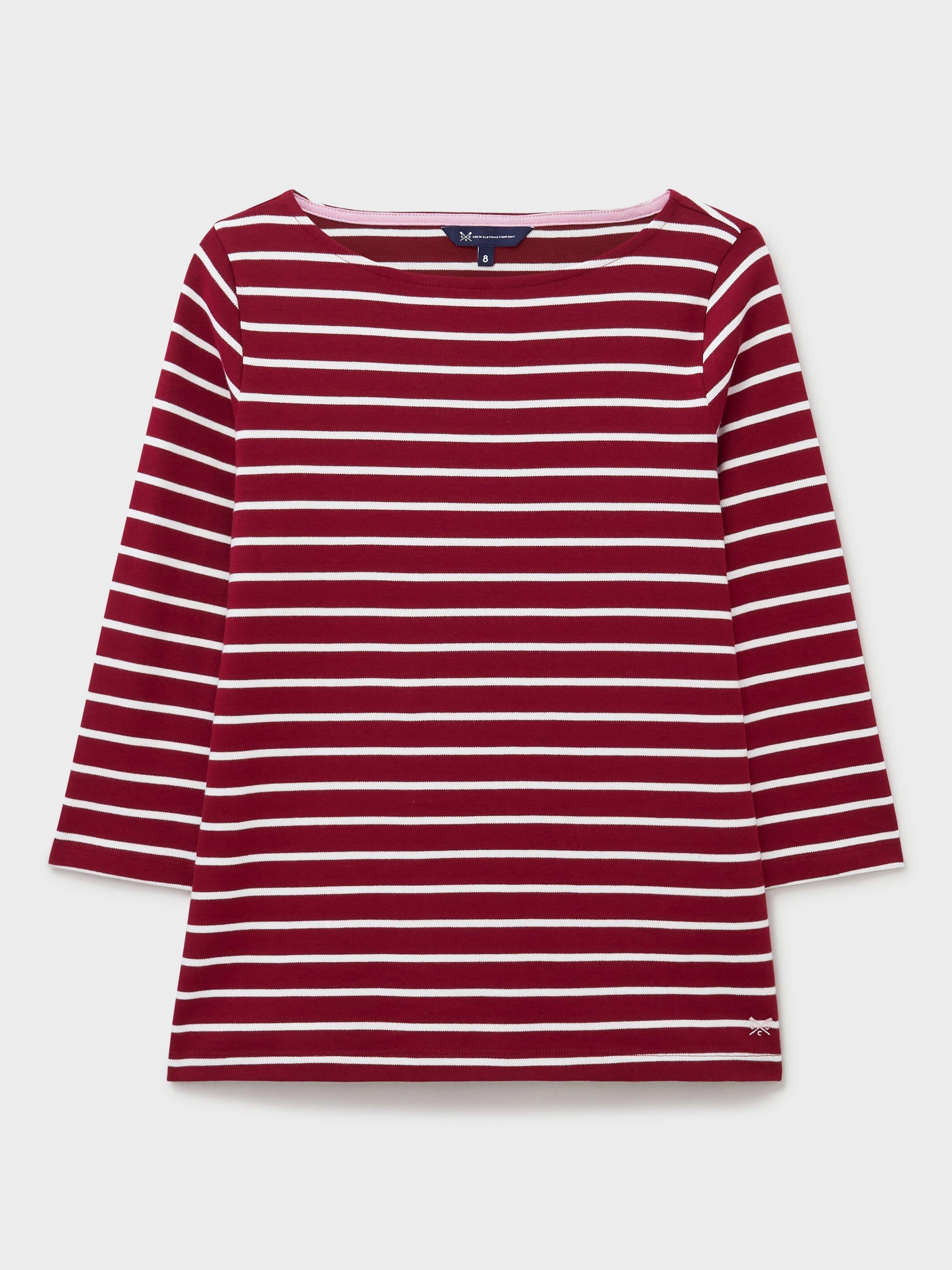 Product image 5 of 5, which shows Crew Clothing  Ultimate Cotton Breton Shirt, Red Wine, 10