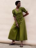 Ro&Zo Cotton Poplin Bow Back Wrap Top, Green
