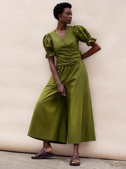 Ro&Zo Cotton Poplin Bow Back Wrap Top, Green - view 2, Green