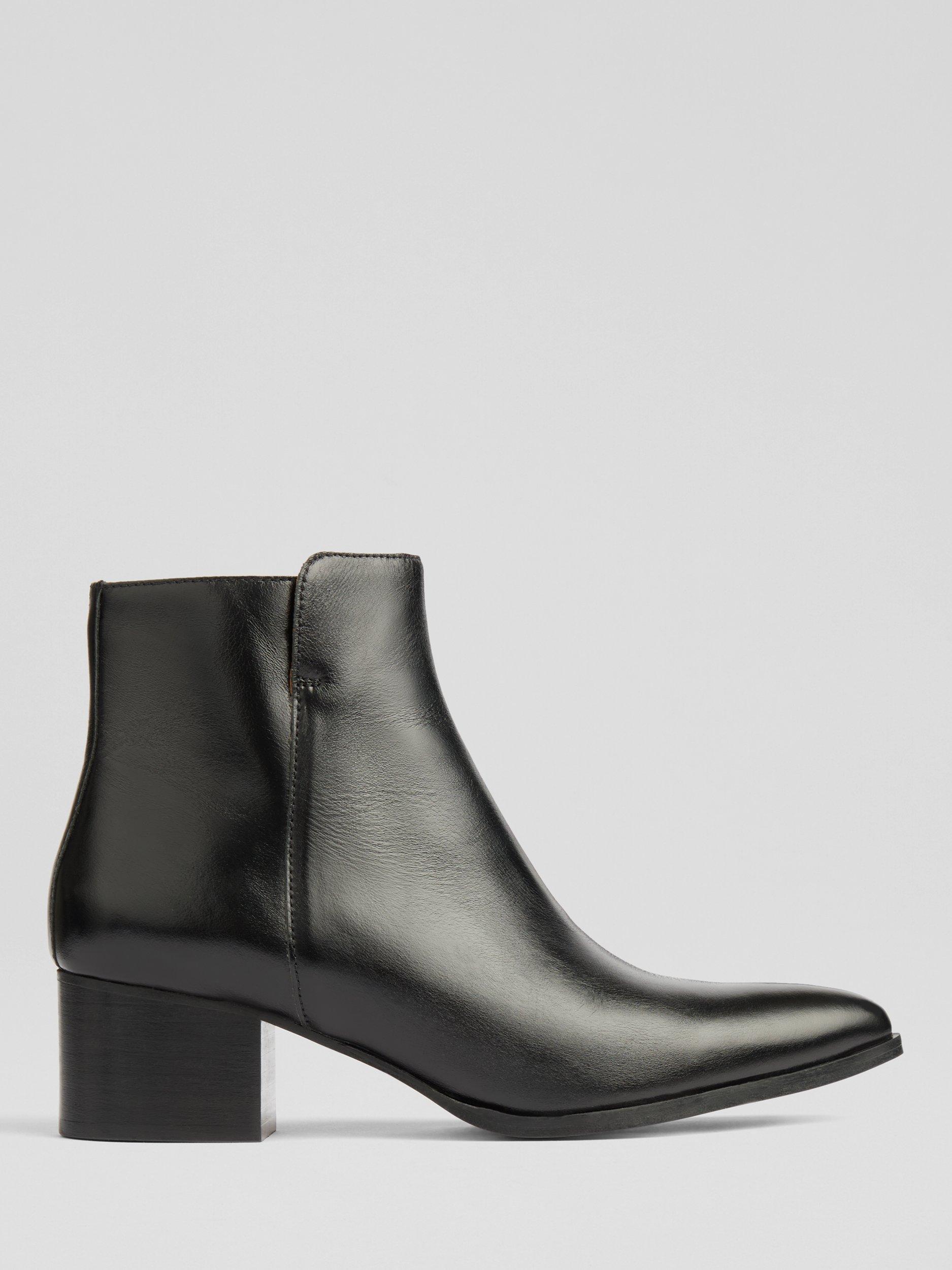 Product image 1 of 3, which shows L.K.Bennett Cicilia Leather Ankle Boots, Black, 4