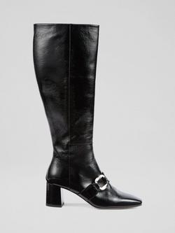 L.K.Bennett Gigi Leather Knee High Boots, Black