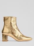 L.K.Bennett Nadira Leather Block Heel Ankle Boots, Gold