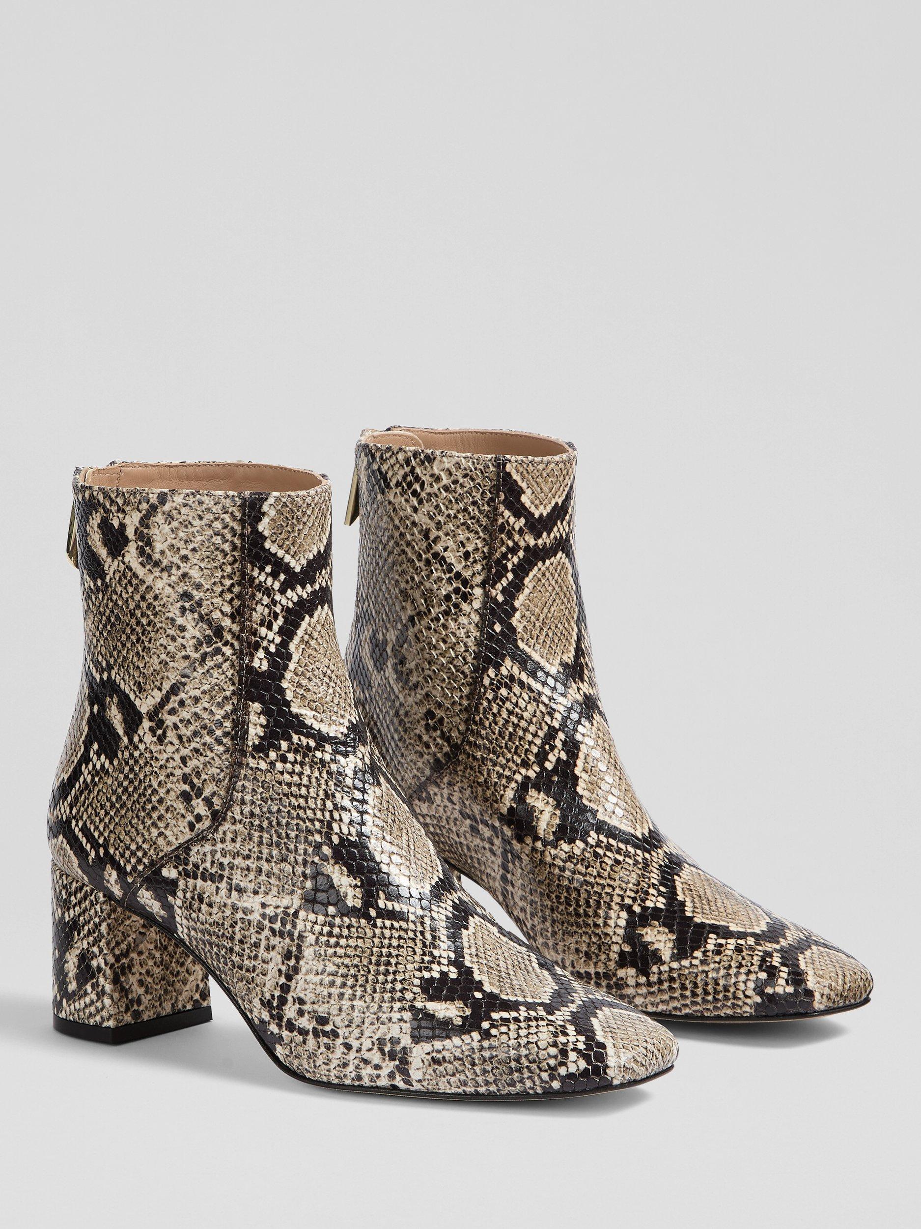 Product image 2 of 3, which shows L.K.Bennett Nadira Leather Snake Effect Ankle Boots, Multi, 2