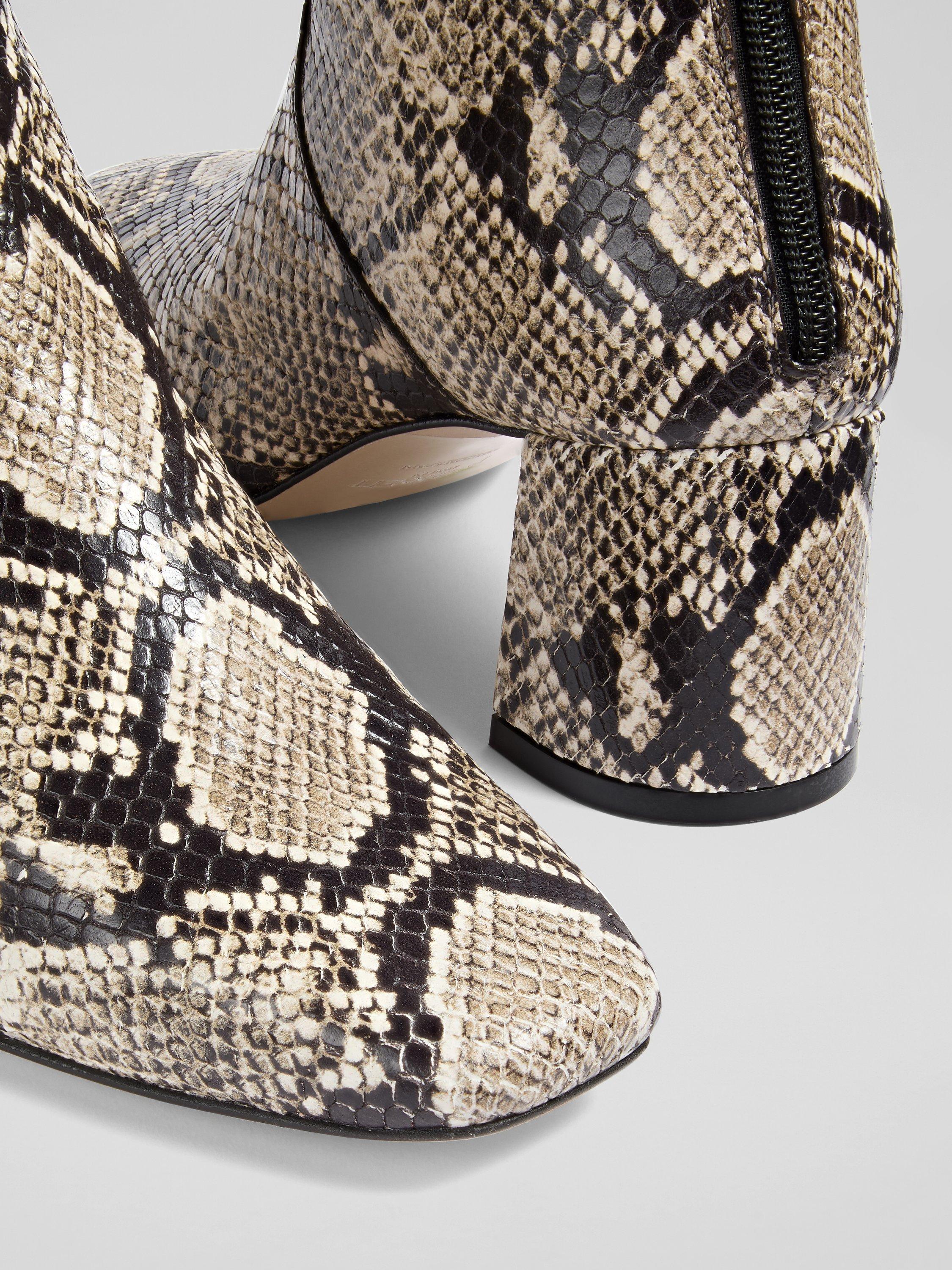 Product image 3 of 3, which shows L.K.Bennett Nadira Leather Snake Effect Ankle Boots, Multi, 2