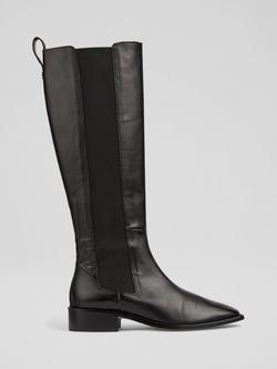 L.K.Bennett Zara Leather Riding Boots, Black, Black