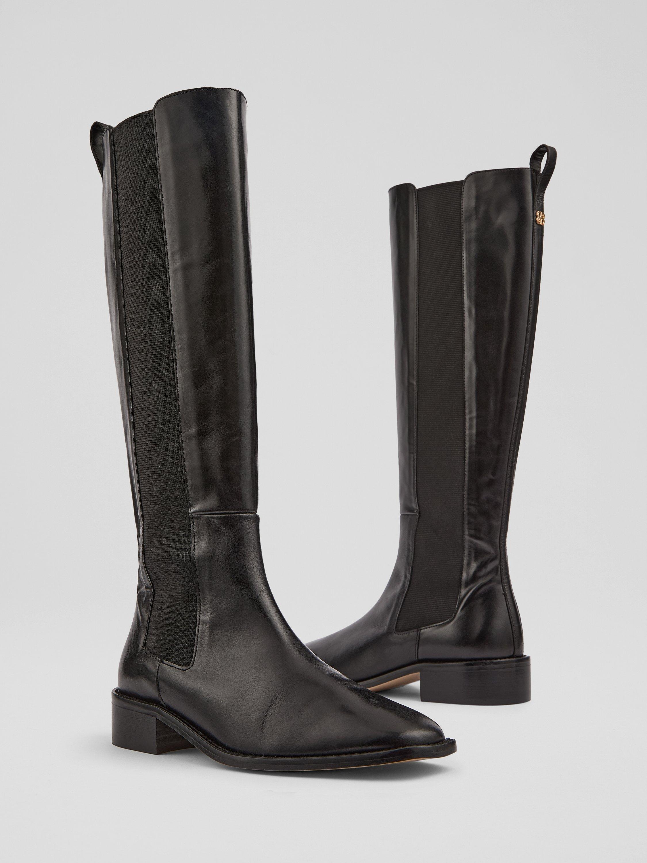 L.K.Bennett Zara Leather Riding Boots, Black