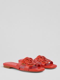 L.K.Bennett Casper Leather Flat Sandals - view 2, Orange