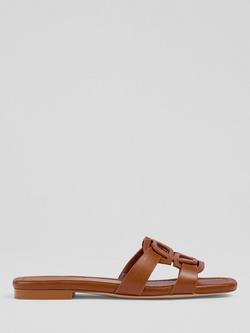 L.K.Bennett Casper Leather Flat Sandals, Tan