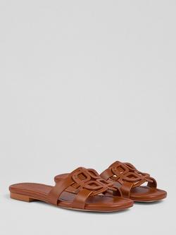 L.K.Bennett Casper Leather Flat Sandals - view 2, Tan